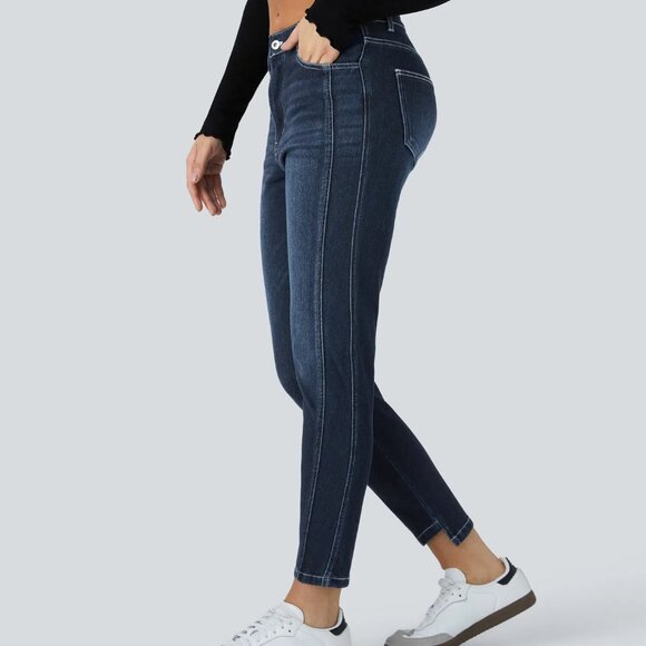 NWT Halara Flex™ Mid Low Rise Zipper Pockets Casual Skinny Jeans - Picture 1 of 4